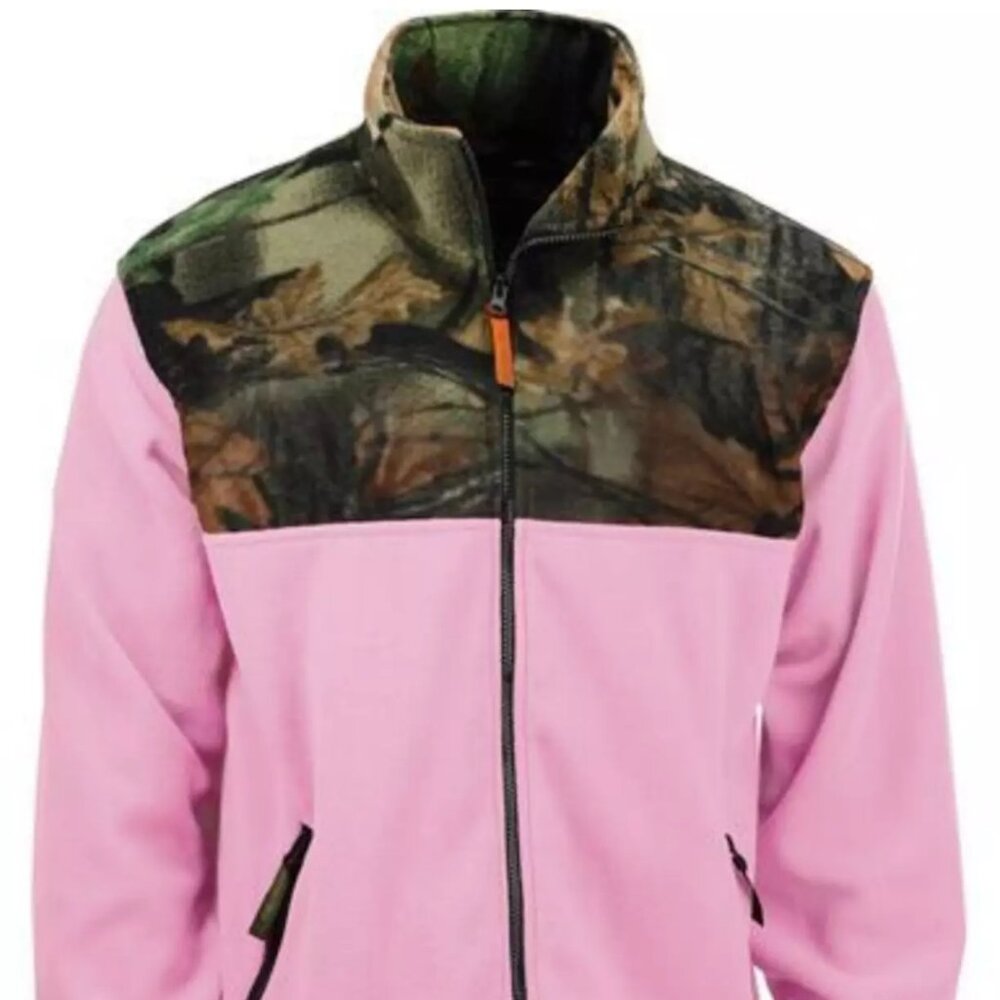 TrailCrest Pink Camouflage Camo Hunting Fleece Jacket Coat Women's Sweater S-M